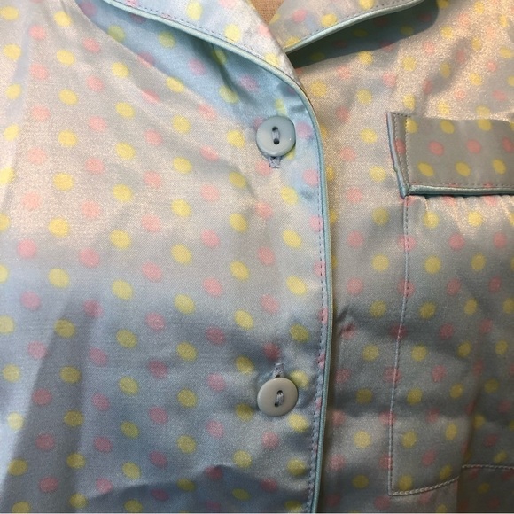 Blush cotton polyester polka dot satin feel pajama set  pants and top SZ M - Picture 3 of 7